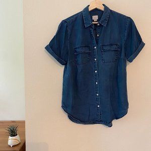 a new day short-sleeve chambray / denim button-down shirt